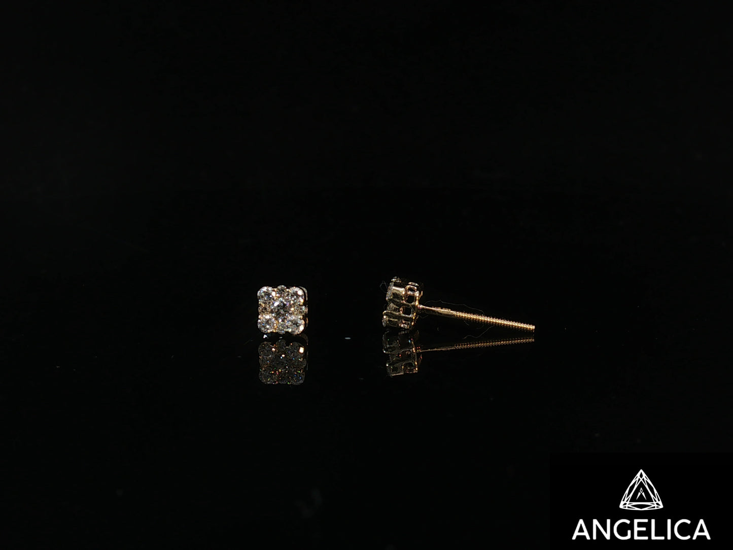14K Yellow Gold Diamond Stud Earrings – 0.25 ct Natural Diamonds – 4.3mm