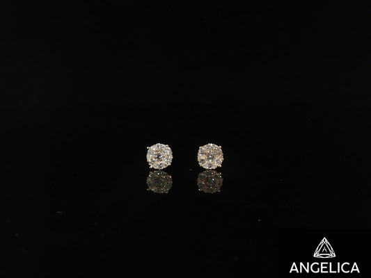 14K White Gold Round Diamond Stud Earrings – 0.25 ct Natural Diamonds – 4.8mm