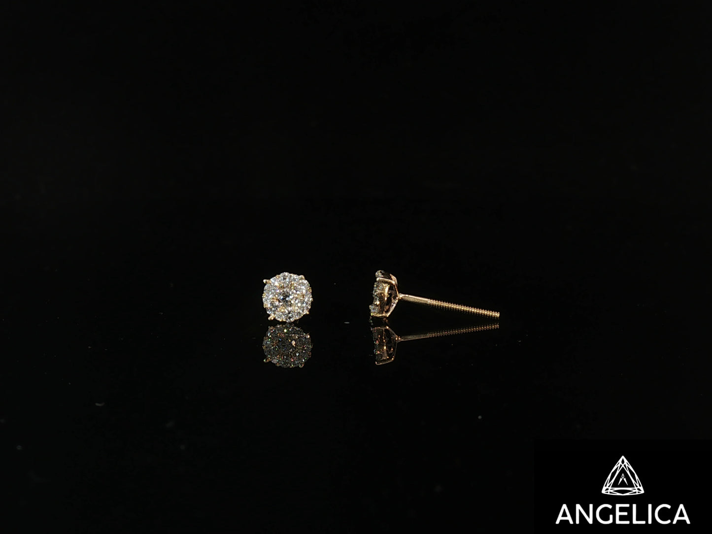 14K White Gold Round Diamond Stud Earrings – 0.25 ct Natural Diamonds – 4.8mm