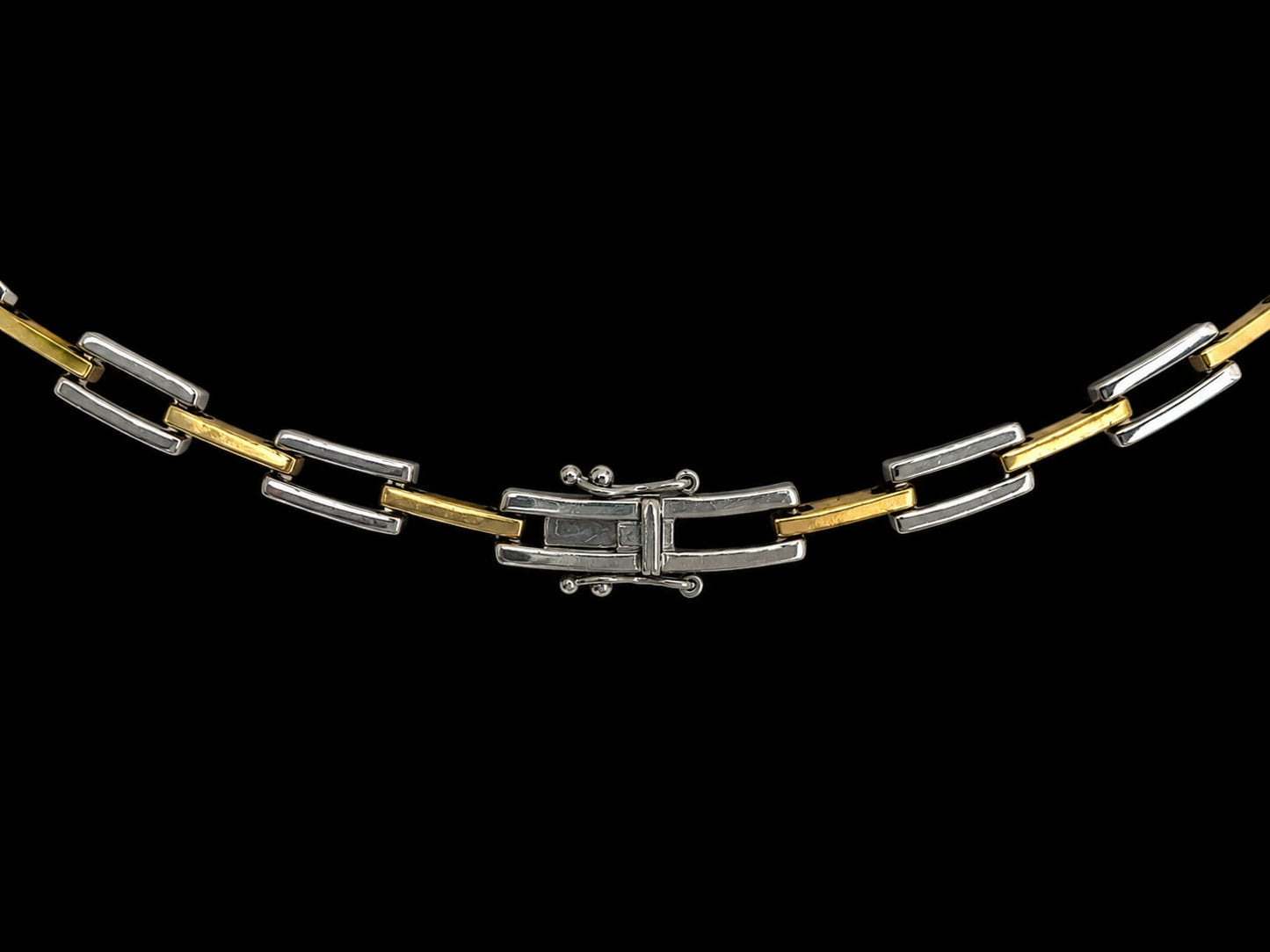 14K Yellow & White Gold Diamond Rectangle Link Necklace – 3.60 CTW Natural Diamonds Angelica Jewellers X Waves