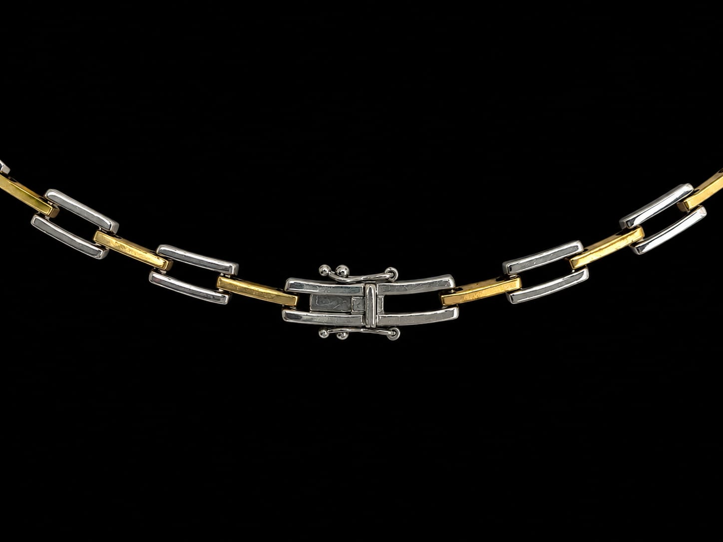 14K Yellow & White Gold Diamond Rectangle Link Necklace – 3.60 CTW Natural Diamonds Angelica Jewellers X Waves
