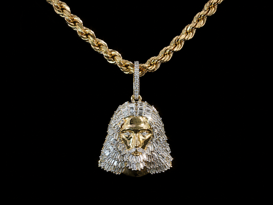 10K YELLOW GOLD DIAMOND JESUS PENDANT