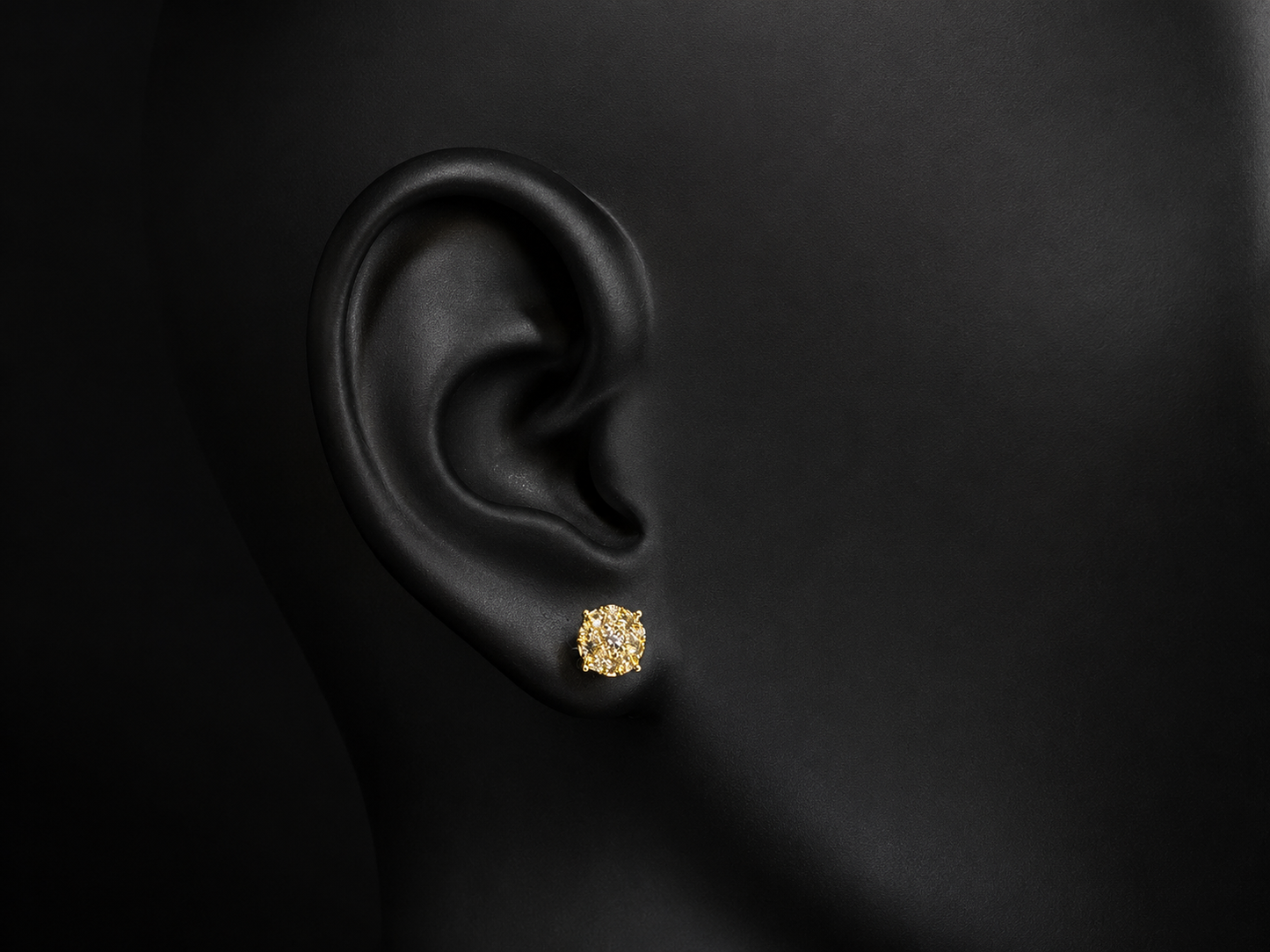 10K YELLOW GOLD ROUND DIAMOND REVERSE SET EARRINGS