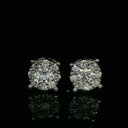PENDIENTES VVS F+ CON DIAMANTES REDONDOS EN ORO BLANCO DE 14 K