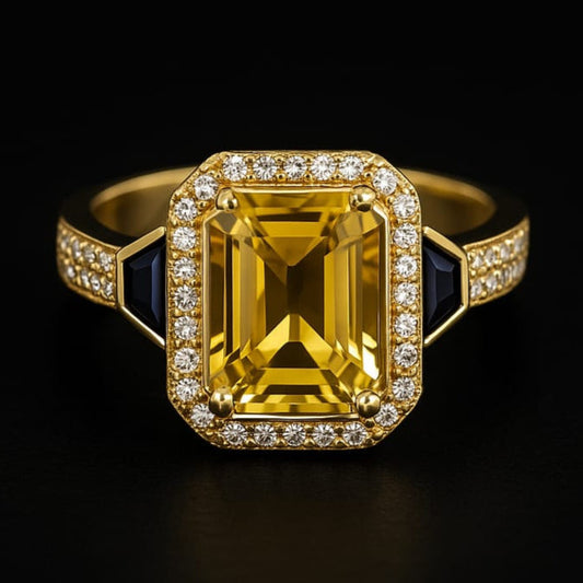 18KT VINTAGE LOOK CITRINE ENGAGEMENT RING