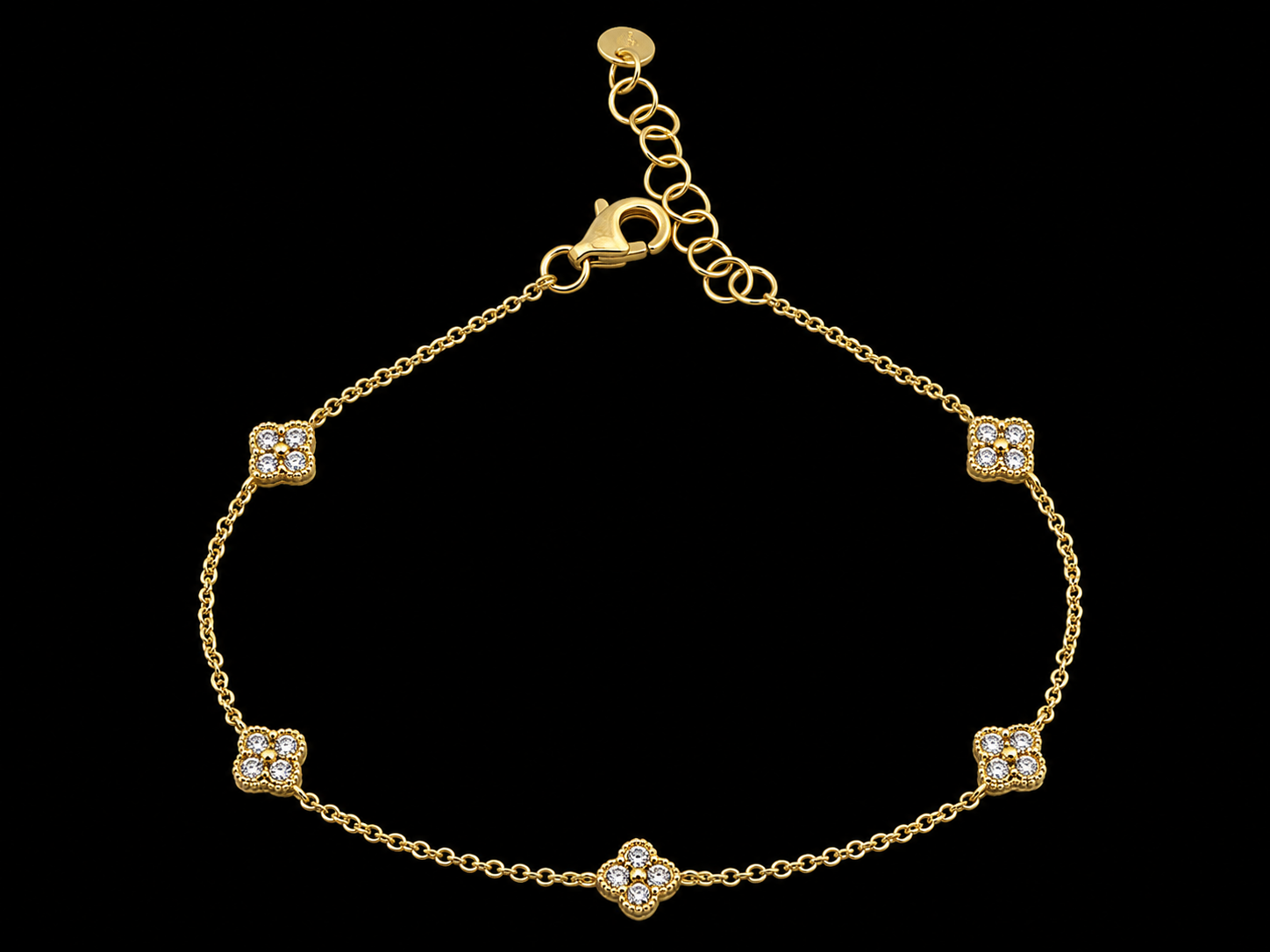 14K Yellow Gold 5 Clover Diamond Bracelet – 0.36 CT Angelica Jewellers