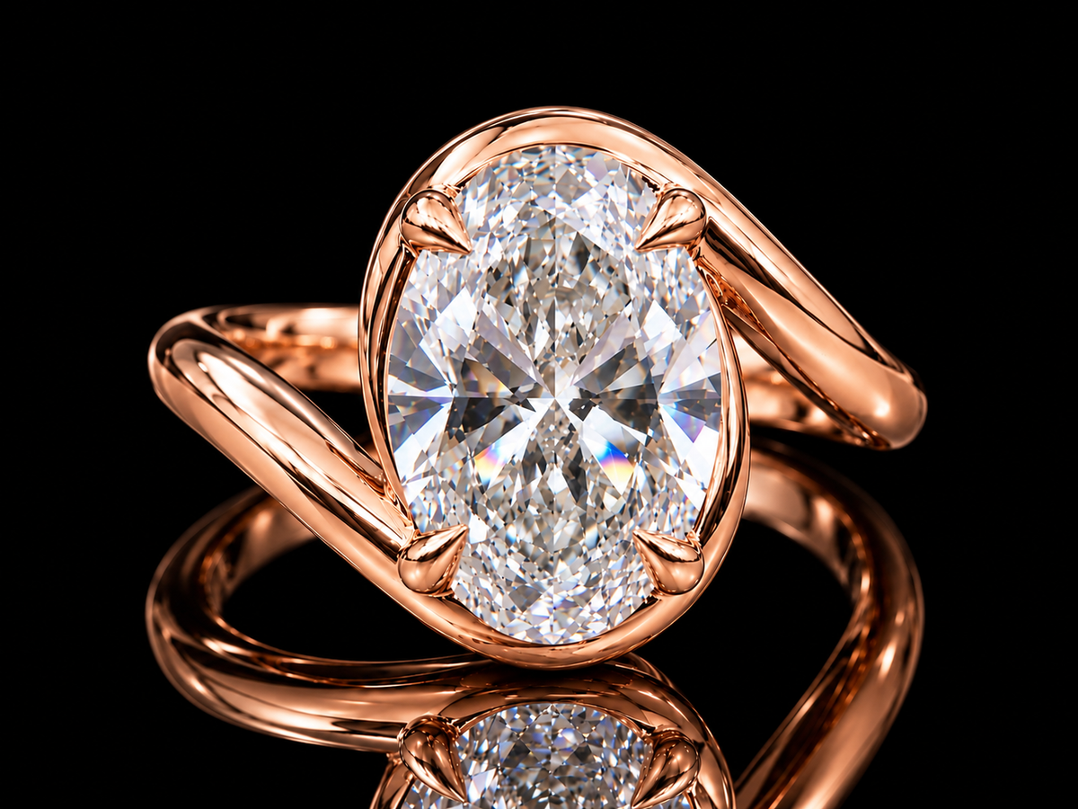 2.00 CT Oval Lab-Grown Diamond Bypass Engagement Ring –  14K Gold