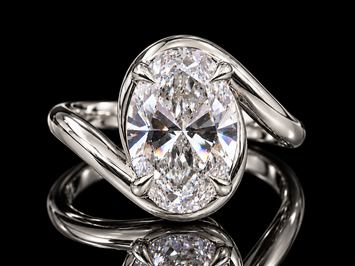 2.00 CT Oval Lab-Grown Diamond Bypass Engagement Ring –  14K Gold