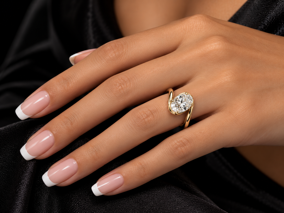 2.00 CT Oval Lab-Grown Diamond Bypass Engagement Ring –  14K Gold