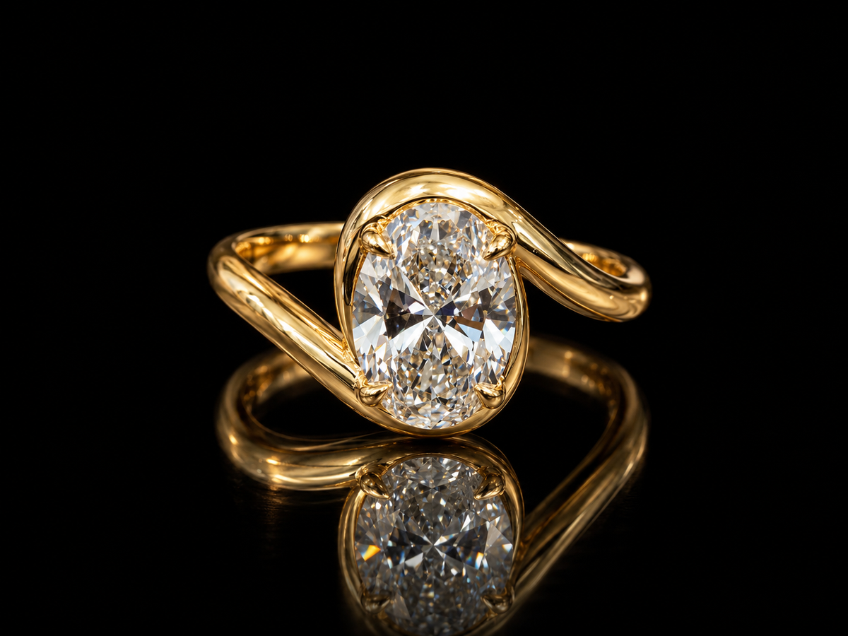 2.00 CT Oval Lab-Grown Diamond Bypass Engagement Ring –  14K Gold