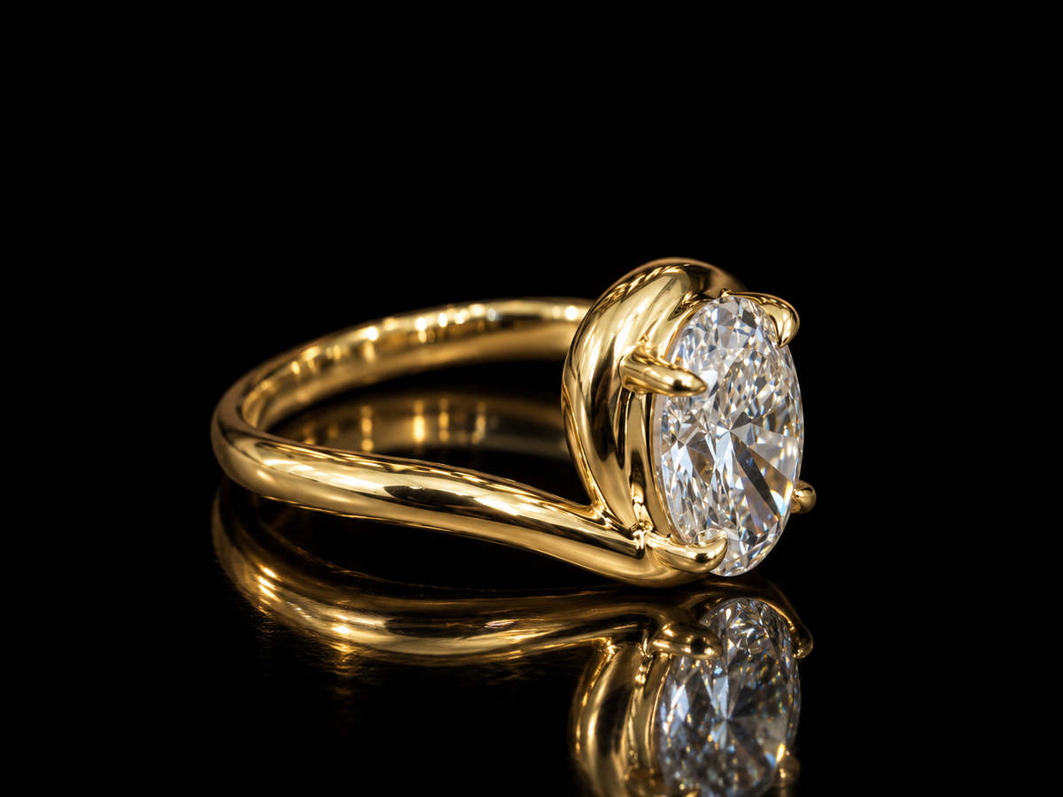 2.00 CT Oval Lab-Grown Diamond Bypass Engagement Ring –  14K Gold