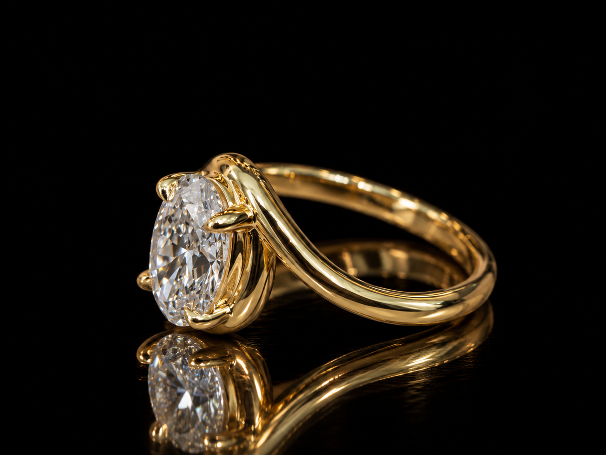 2.00 CT Oval Lab-Grown Diamond Bypass Engagement Ring –  14K Gold