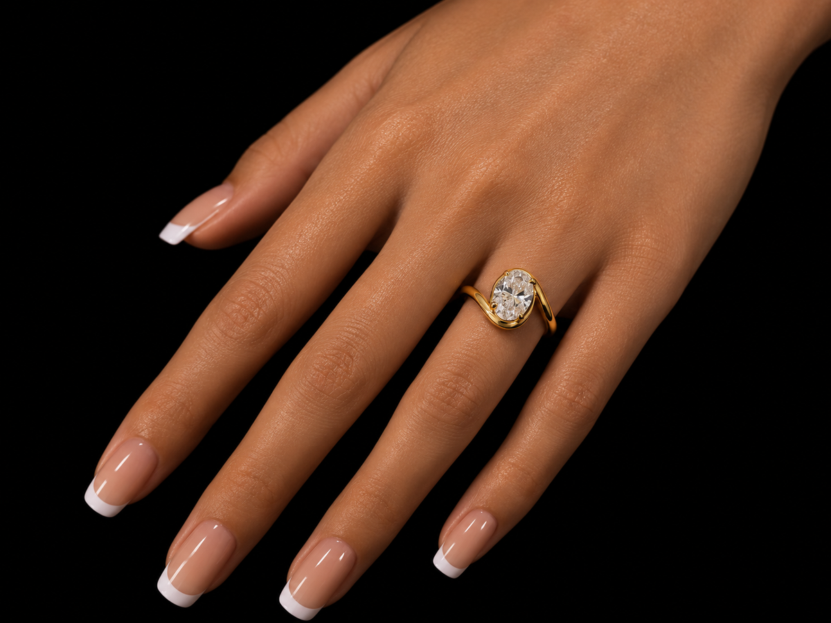2.00 CT Oval Lab-Grown Diamond Bypass Engagement Ring –  14K Gold