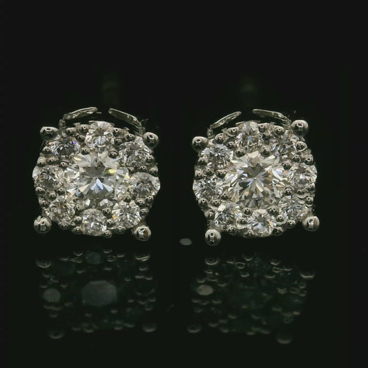 14K WHITE GOLD ROUND DIAMONDS VVS F+ EARRINGS