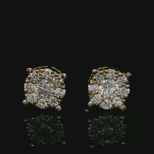 14K ROSE GOLD ROUND DIAMONDS VVS F+ EARRINGS