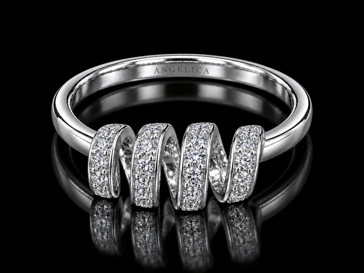 14K White Gold Four-Row Diamond Wrap Ring