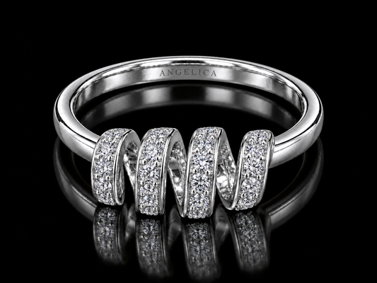 14K White Gold Four-Row Diamond Wrap Ring