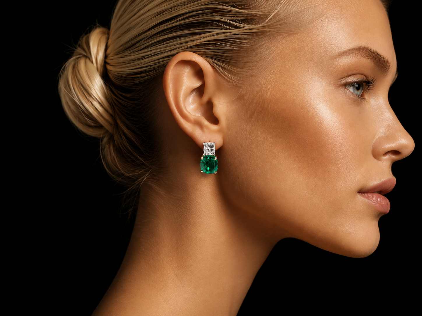 18K Gold & Platinum Emerald & Diamond Drop Earrings – 5.72CT Lab-Grown Emeralds & 1.00CT Lab-Grown Diamonds Angelica Jewellers