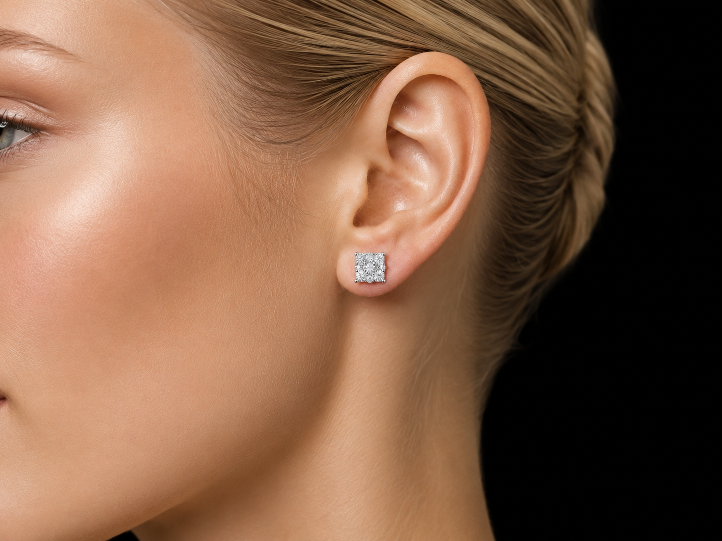 14K White Gold Square Diamond Stud Earrings – 0.50 ct Natural Diamonds 5.7mm (Copy) Angelica Jewellers