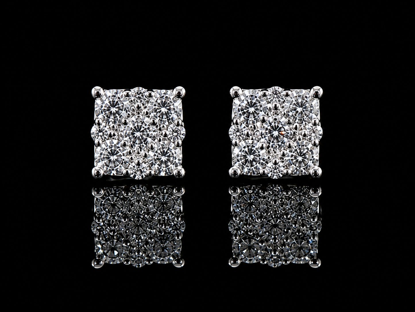 14K White Gold Square Diamond Stud Earrings – 0.50 ct Natural Diamonds 5.7mm Angelica Jewellers